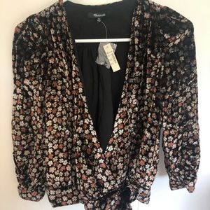 NWT Madewell Velvet Wrap Top